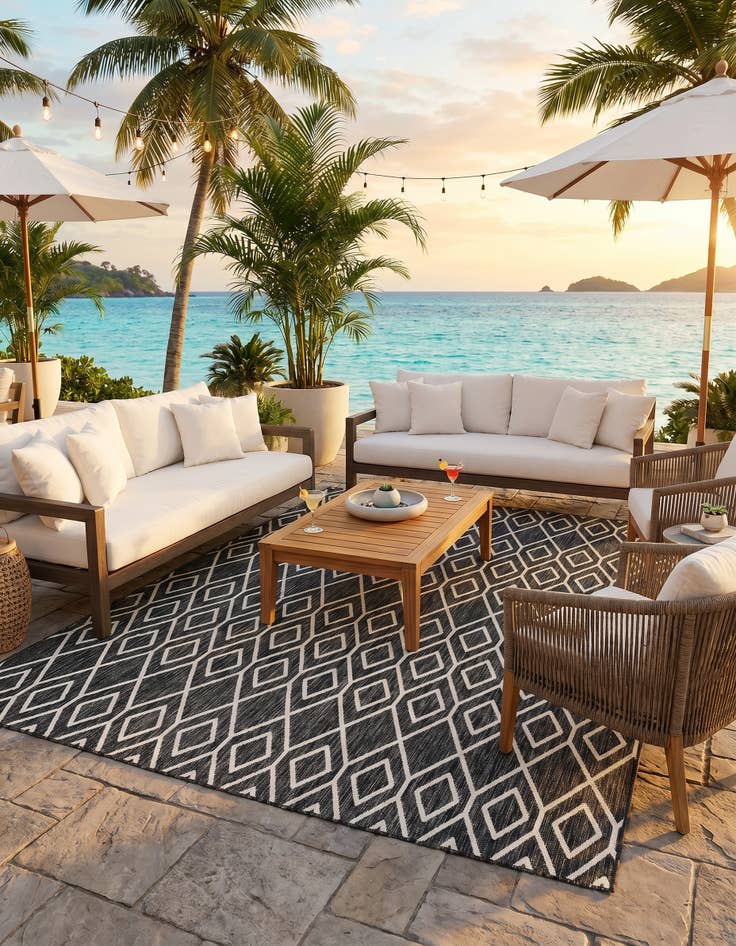 Detail image of 7' 10 x 10' Easy-Clean Jill Zarin Turks and Caicos Indoor / Outdoor Rug