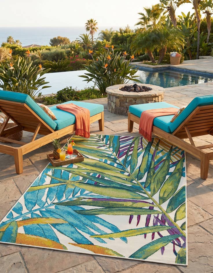 Detail image of 4' x 6' Easy-Clean Botanical Indoor / Outdoor Rug