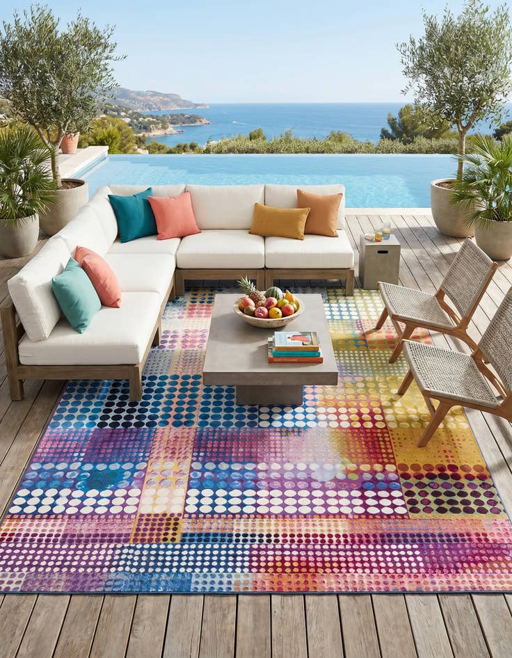 Detail image of 9' x 12' Easy-Clean Modern Indoor / Outdoor Rug
