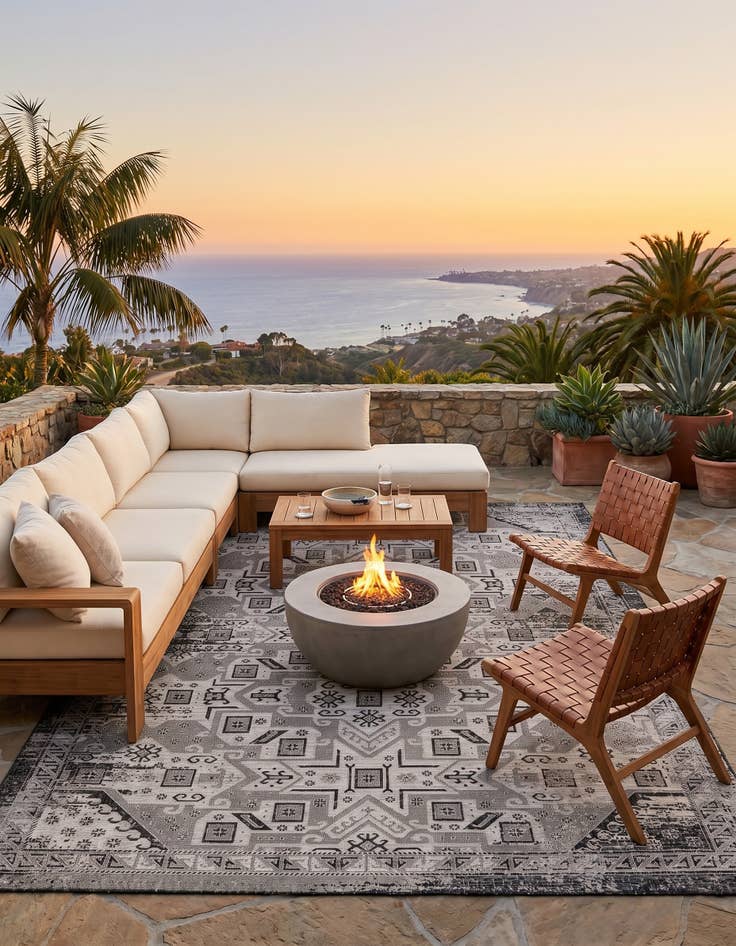 Detail image of 10' x 13' Easy-Clean Aztec Indoor / Outdoor Rug