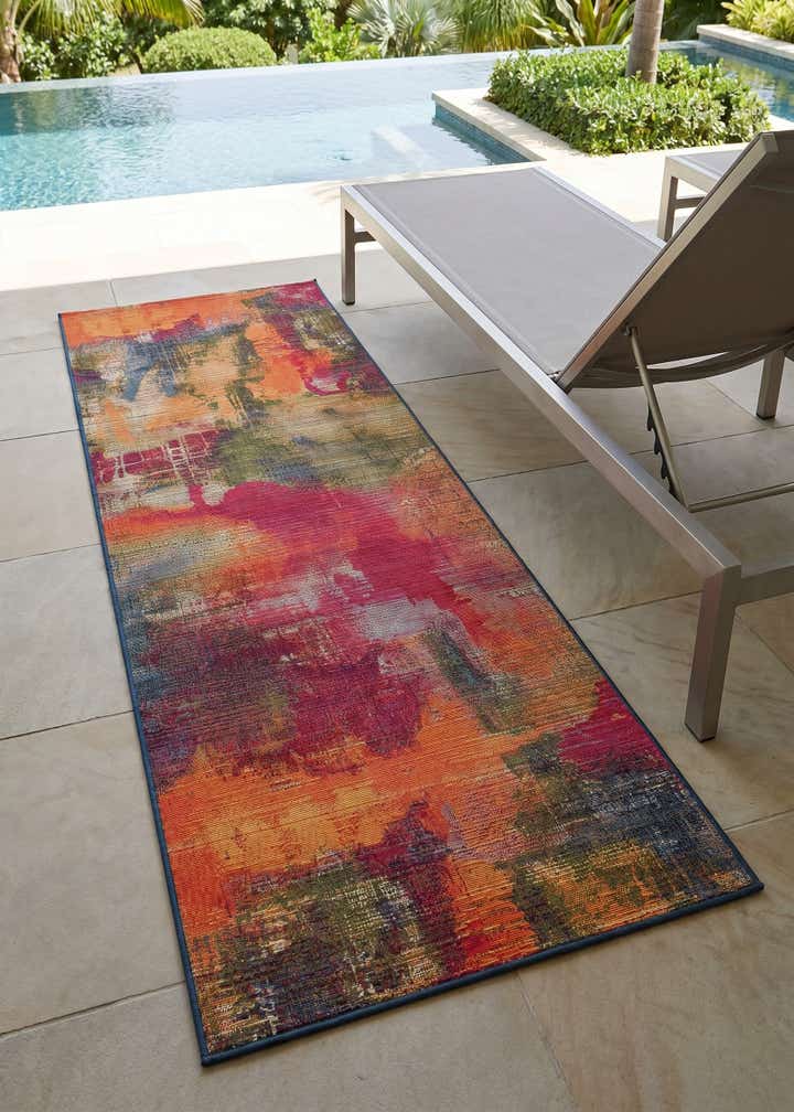 2' 7 x 7' Easy-Clean Modern Indoor / Outdoor Runner Rug