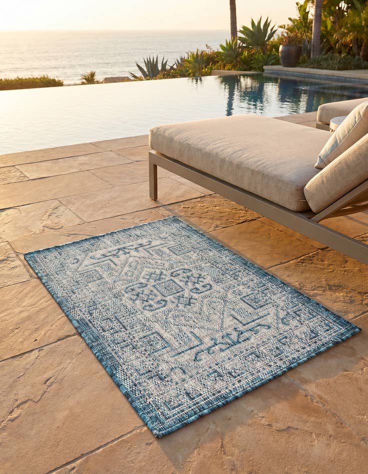 Detail image of 2' x 3' Easy-Clean Aztec Indoor / Outdoor Rug