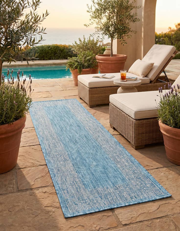 Detail image of 2' x 6' Easy-Clean Border Indoor / Outdoor Runner Rug