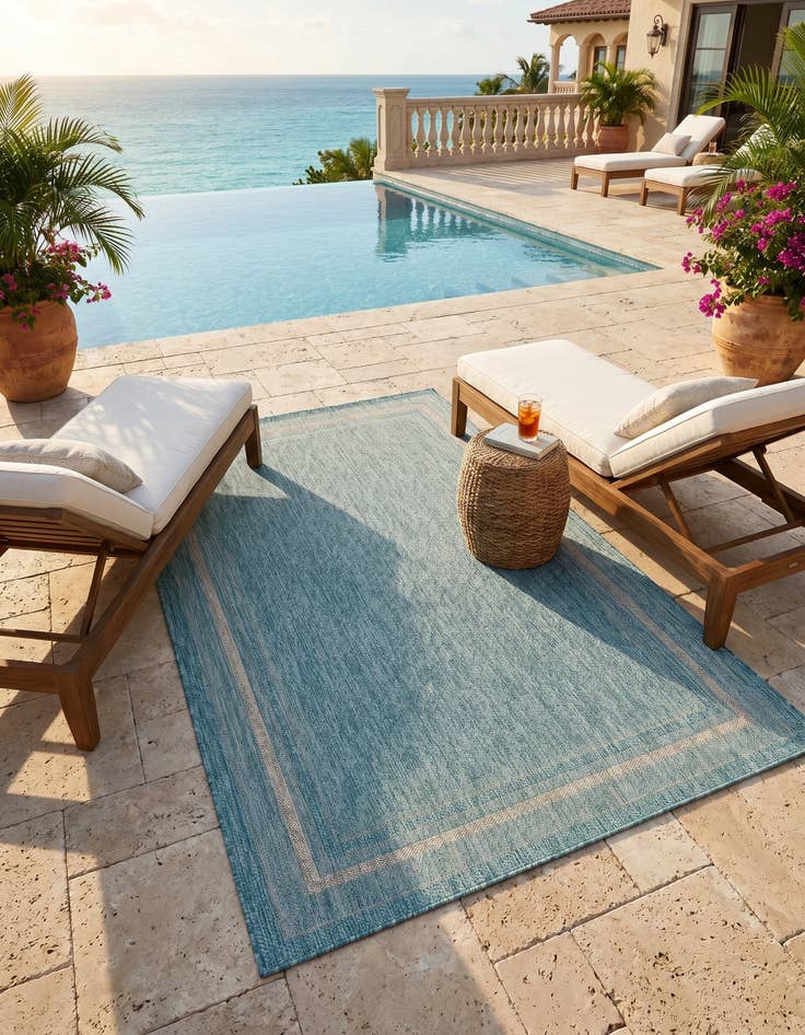 Detail image of 5' 3 x 8' Easy-Clean Border Indoor / Outdoor Rug
