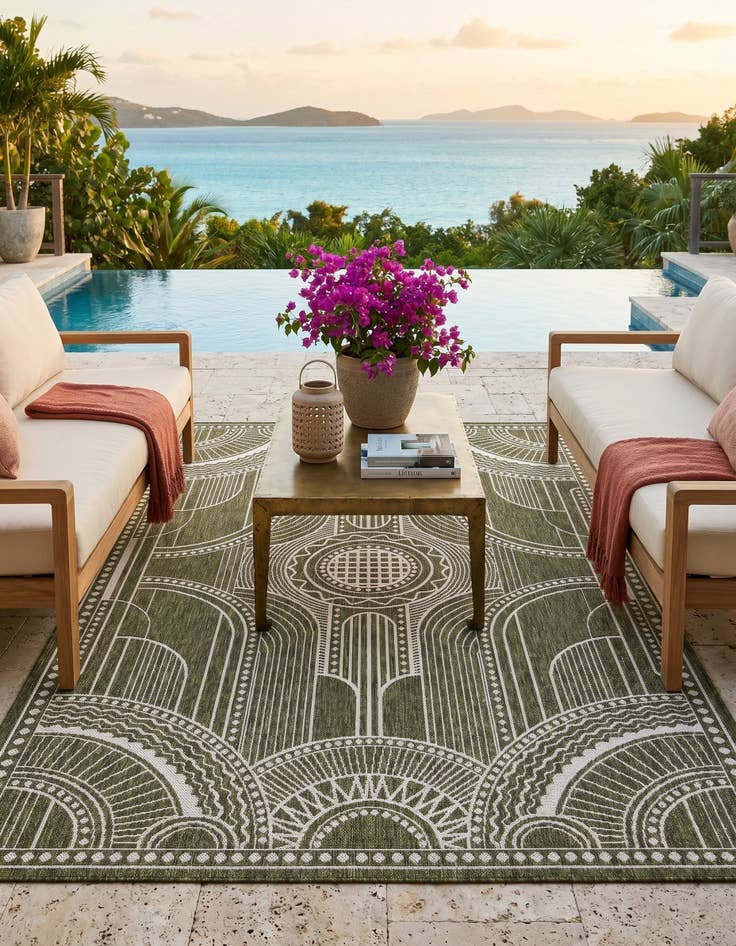 Detail image of 5' 3 x 8' Easy-Clean Traditional Indoor / Outdoor Rug
