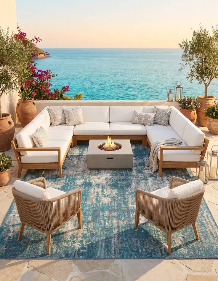 Detail image of 7' 10 x 7' 10 Easy-Clean Coastal Indoor / Outdoor Square Rug