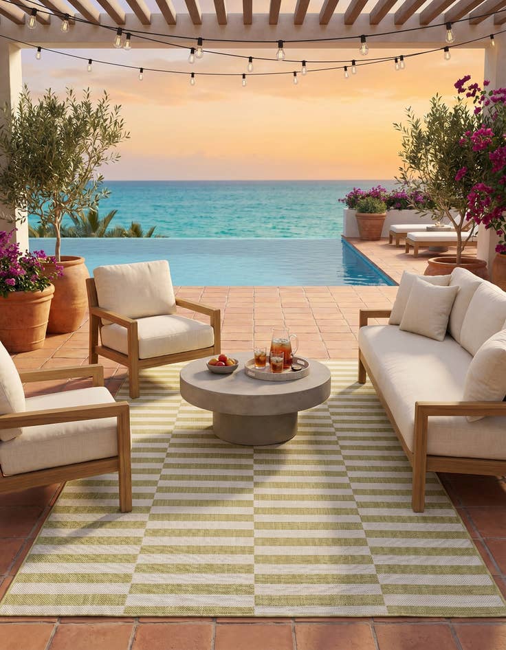 Detail image of 5' 3 x 8' Easy-Clean Striped Indoor / Outdoor Rug