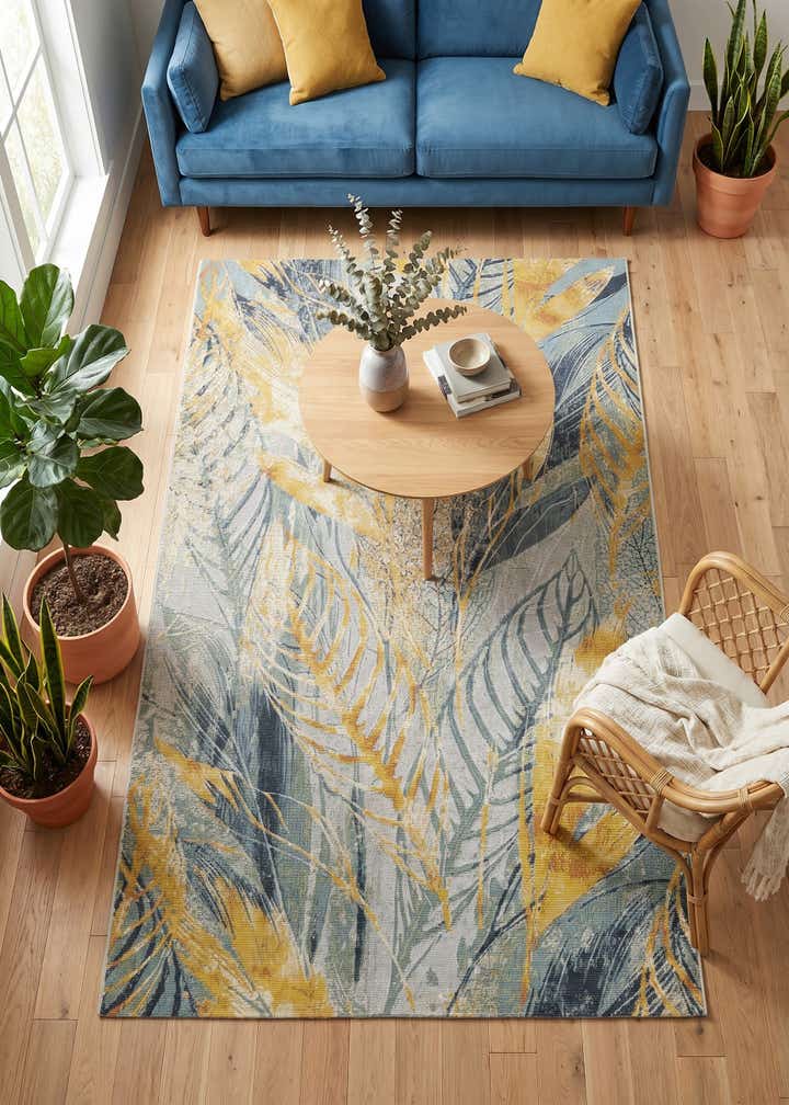 5' 3 x 8' Easy-Clean Botanical Indoor / Outdoor Rug