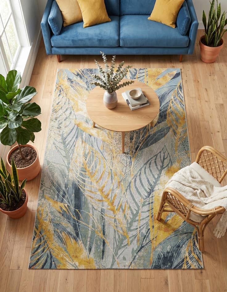 Detail image of 5' 3 x 8' Easy-Clean Botanical Indoor / Outdoor Rug