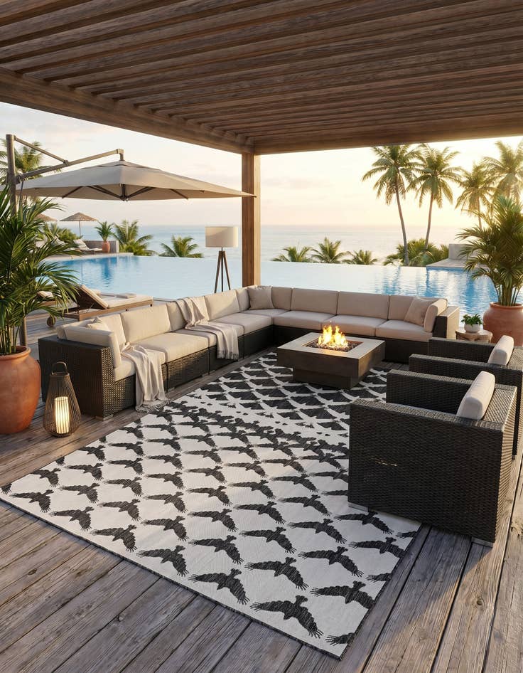 Detail image of 10' x 14' Easy-Clean Modern Indoor / Outdoor Rug