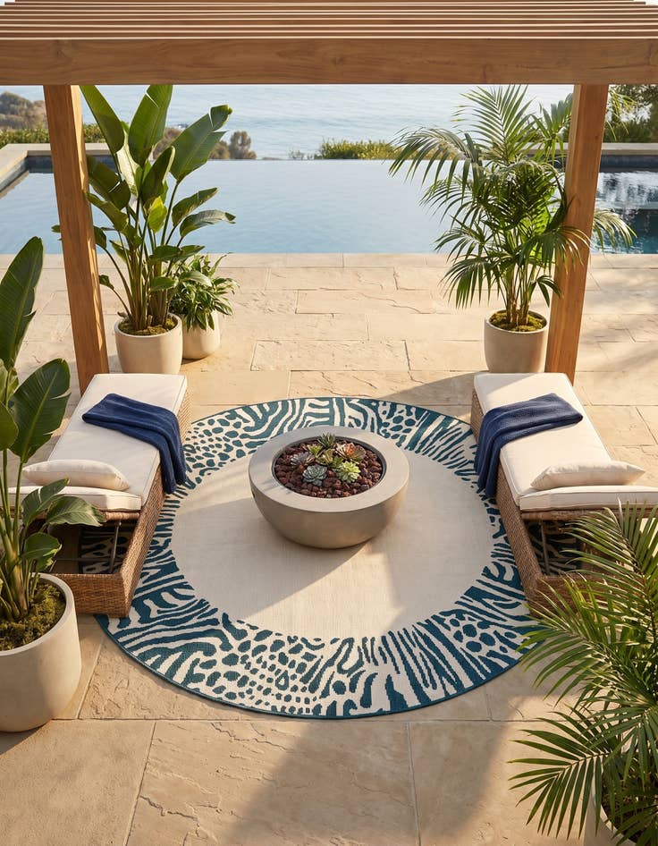 Detail image of 6' x 6' Easy-Clean Safari Indoor / Outdoor Round Rug