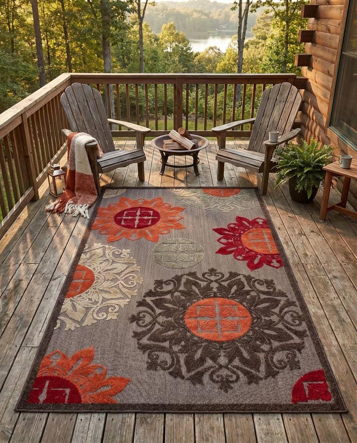 Detail image of 4' x 6' Easy-Clean Modern Indoor / Outdoor Rug