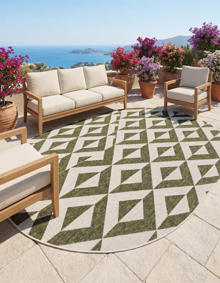 Detail image of 7' 10 x 10' Easy-Clean Jill Zarin Napa Indoor / Outdoor Oval Rug