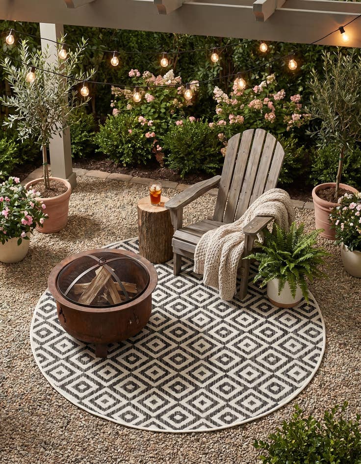 Detail image of 4' x 4' Easy-Clean Jill Zarin Costa Rica Indoor / Outdoor Round Rug