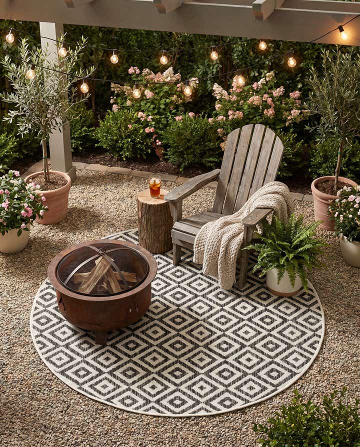4' x 4' Easy-Clean Jill Zarin Costa Rica Indoor / Outdoor Round Rug