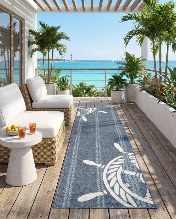 Detail image of 2' x 8' Easy-Clean Coastal Indoor / Outdoor Runner Rug