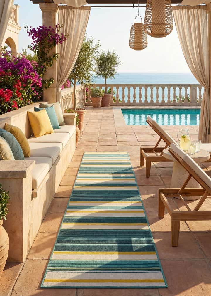 2' 7 x 12' Easy-Clean Border Indoor / Outdoor Runner Rug