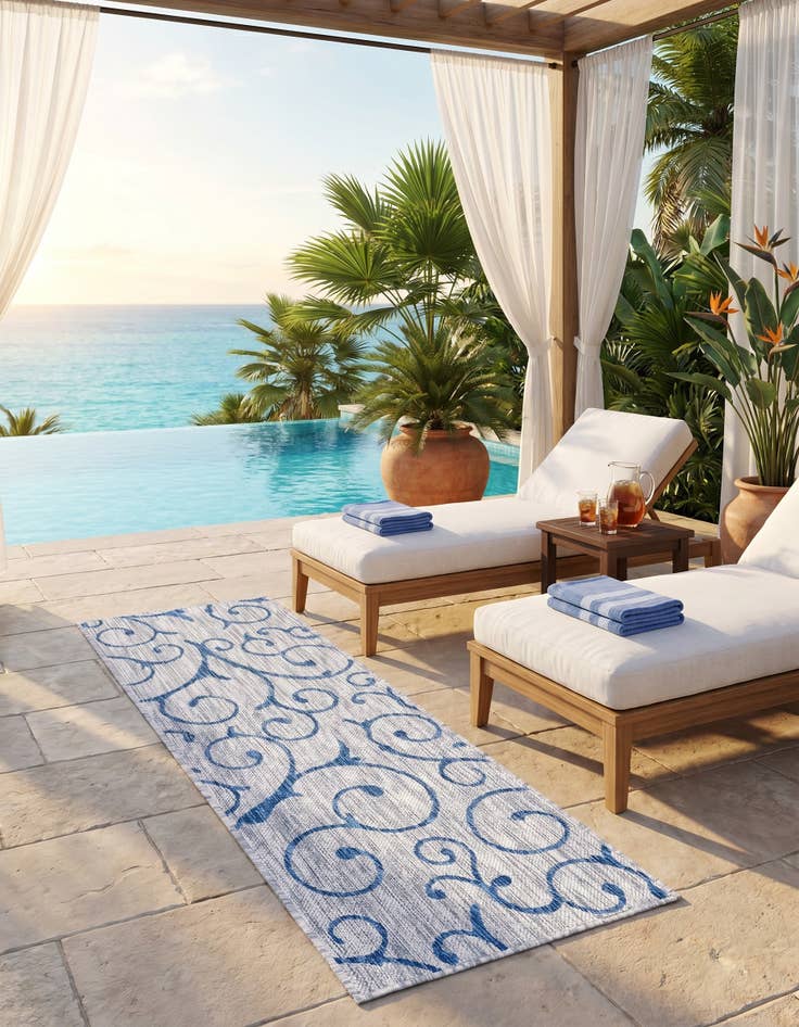 Detail image of 2' x 6' Easy-Clean Botanical Indoor / Outdoor Runner Rug