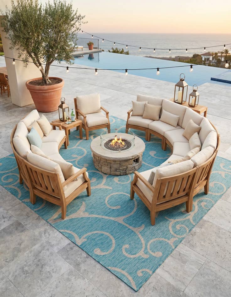 Detail image of 10' 8 x 10' 8 Easy-Clean Botanical Indoor / Outdoor Square Rug