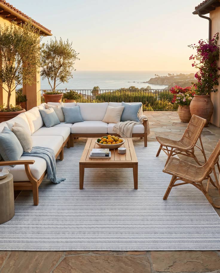 Detail image of 10' x 14' Easy-Clean Striped Indoor / Outdoor Rug