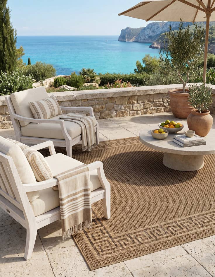 Detail image of 5' 3 x 8' Easy-Clean Border Indoor / Outdoor Rug