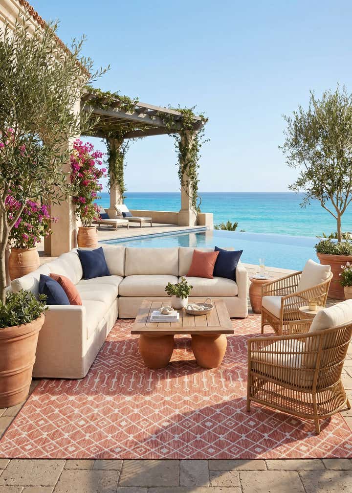 10' x 13' Easy-Clean Trellis Indoor / Outdoor Rug