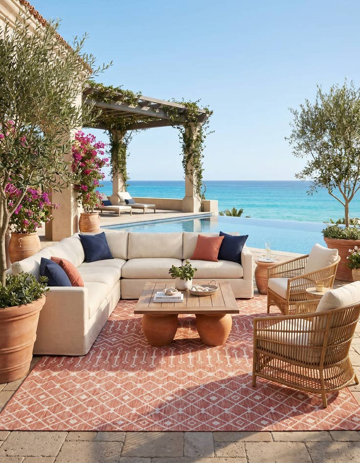 Detail image of 10' x 13' Easy-Clean Trellis Indoor / Outdoor Rug
