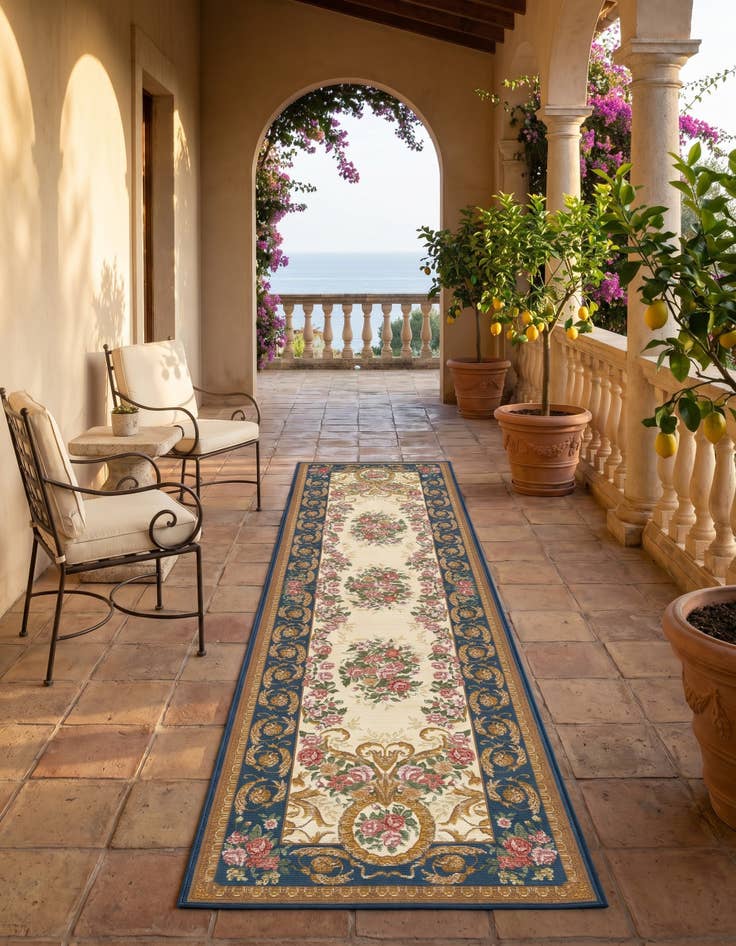 Detail image of 2' 7 x 10' Easy-Clean Traditional Indoor / Outdoor Runner Rug