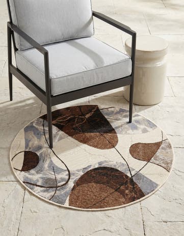 3' x 3' Easy-Clean Modern Indoor / Outdoor Round Rug
