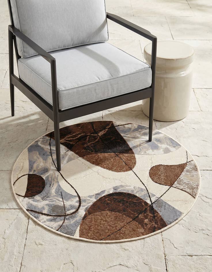 Detail image of 3' x 3' Easy-Clean Modern Indoor / Outdoor Round Rug