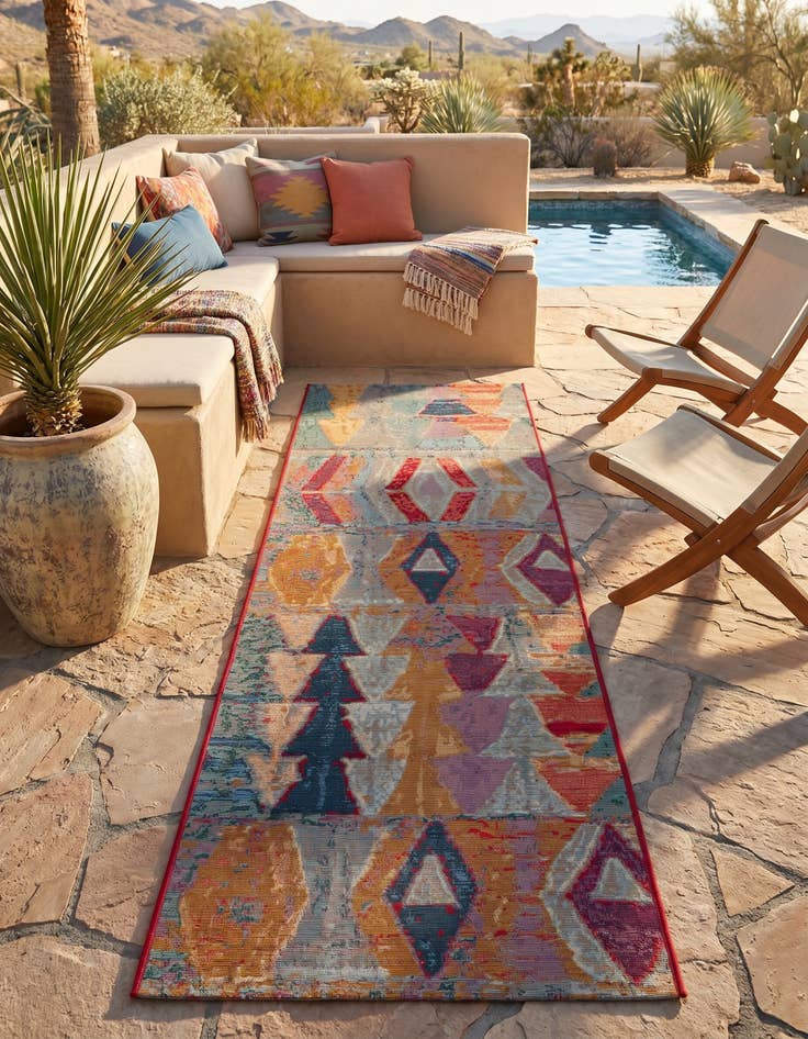 Detail image of 2' 7 x 7' Easy-Clean Modern Indoor / Outdoor Runner Rug