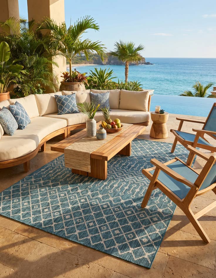 Detail image of 7' 10 x 11' Easy-Clean Lattice Indoor / Outdoor Rug