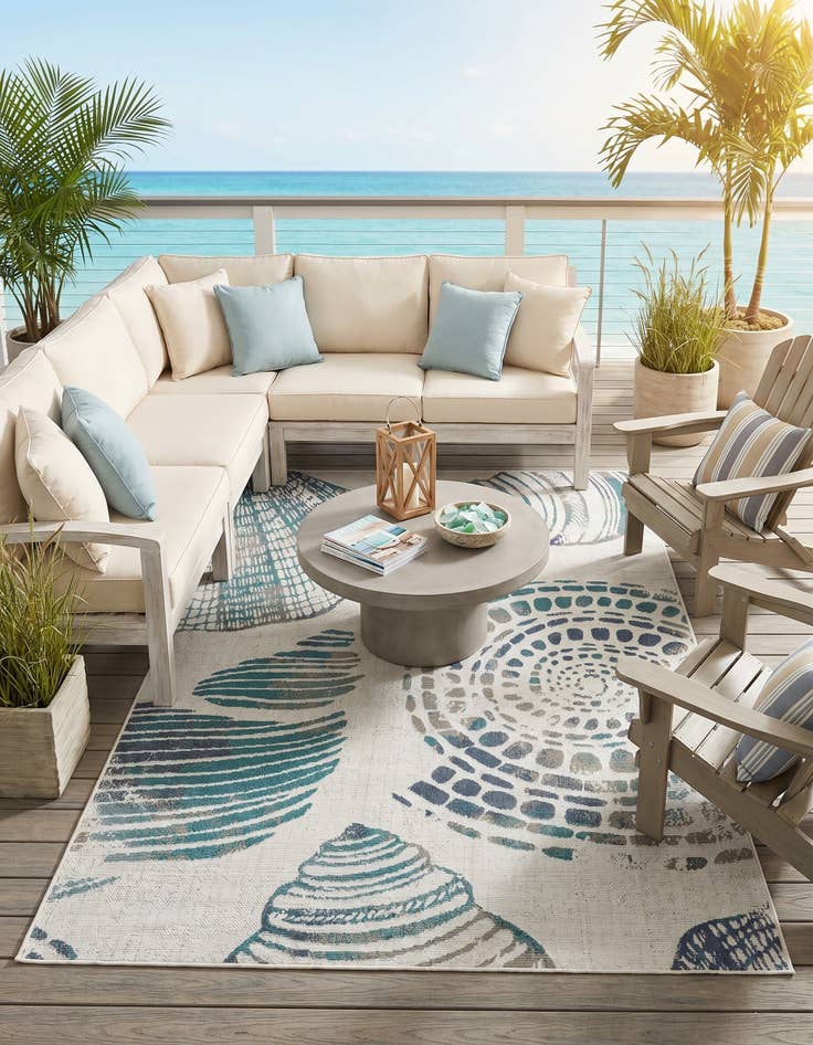 Detail image of 5' 3 x 8' Easy-Clean Coastal Indoor / Outdoor Rug