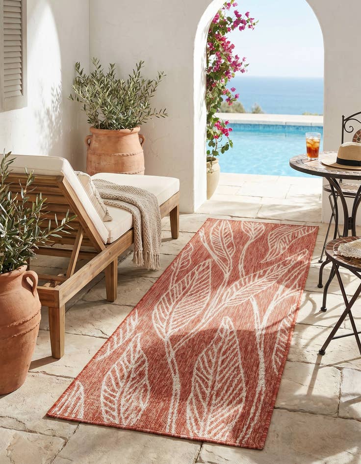 Detail image of 2' x 6' Easy-Clean Botanical Indoor / Outdoor Runner Rug