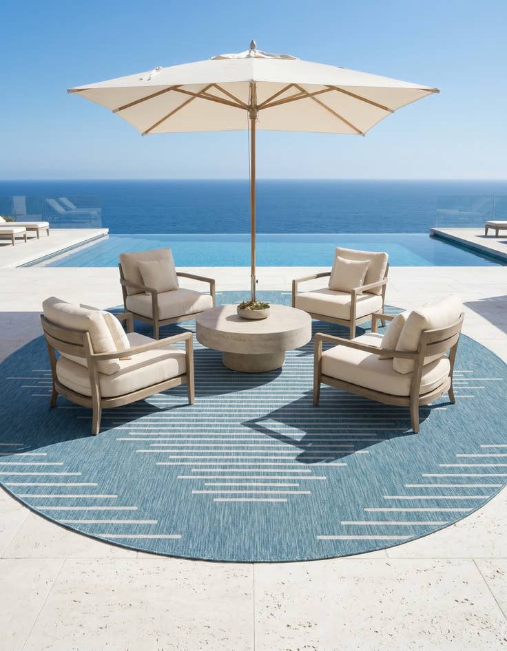 Detail image of 10' 8 x 10' 8 Easy-Clean Modern Indoor / Outdoor Round Rug