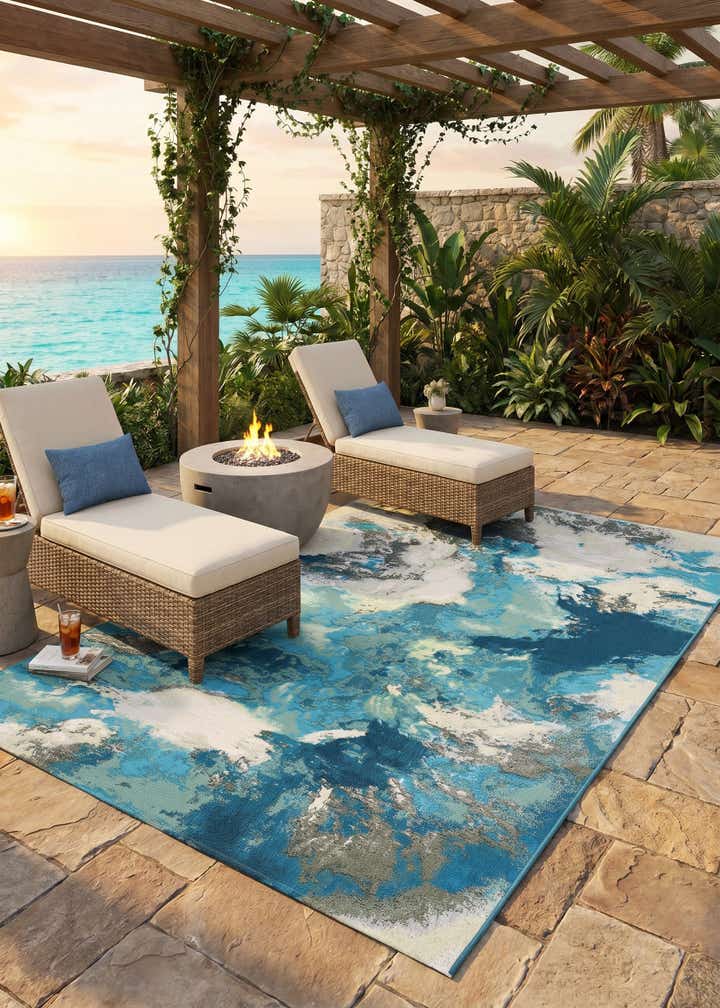 6' 1 x 9' Easy-Clean Modern Indoor / Outdoor Rug