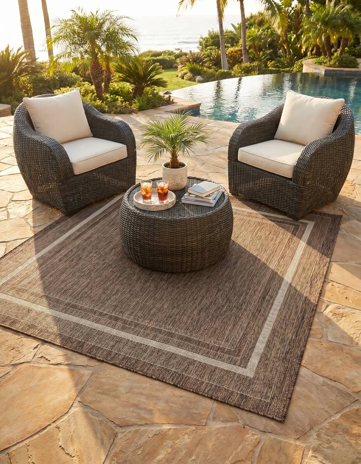 Detail image of 6' 1 x 6' 1 Easy-Clean Border Indoor / Outdoor Square Rug