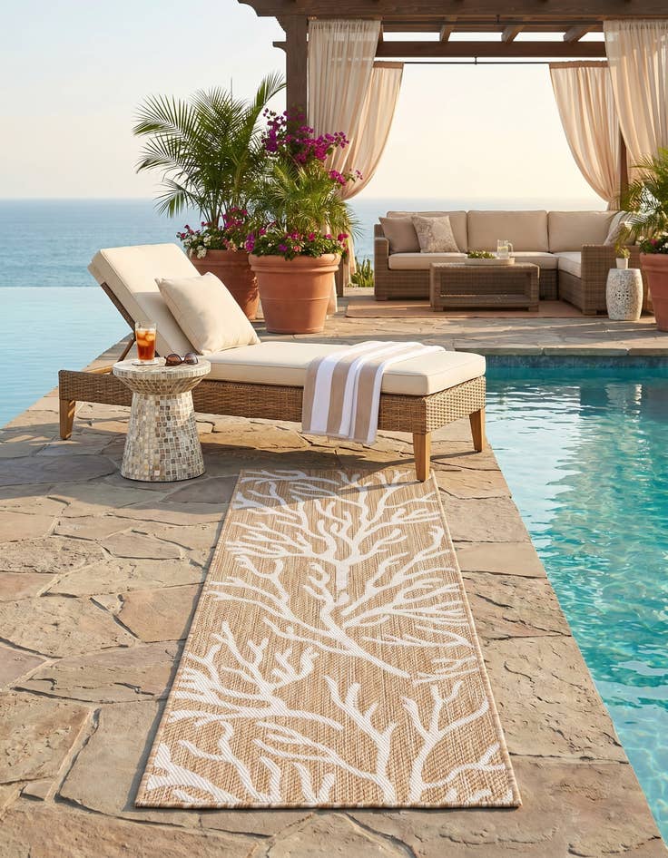 Detail image of 2' x 6' Easy-Clean Coastal Indoor / Outdoor Runner Rug