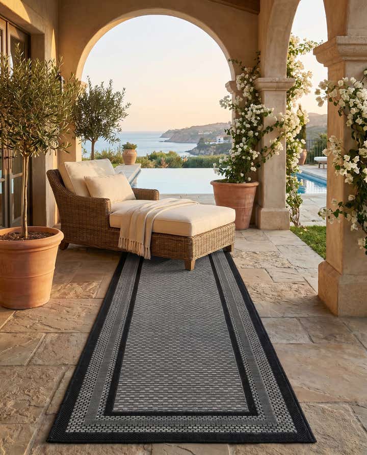 2' x 8' Easy-Clean Border Indoor / Outdoor Runner Rug