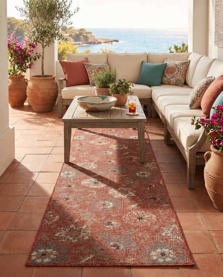2' 7 x 10' Easy-Clean Botanical Indoor / Outdoor Runner Rug