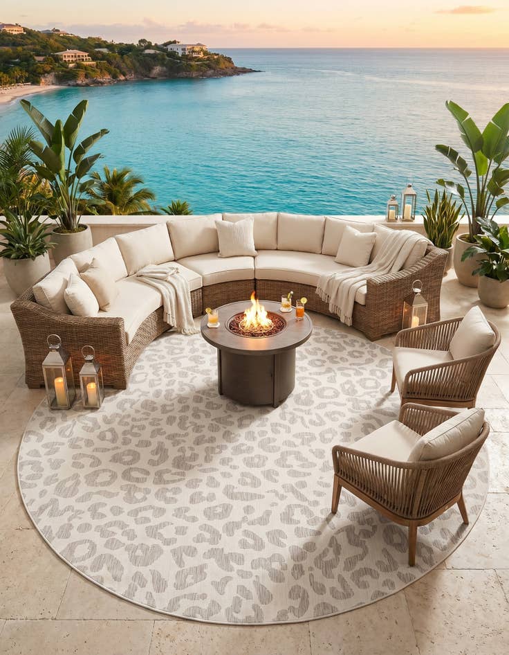 Detail image of 10' x 10' Easy-Clean Safari Indoor / Outdoor Round Rug
