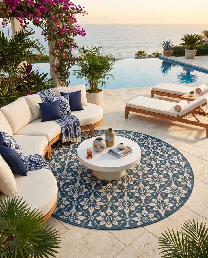 6' x 6' Easy-Clean Lattice Indoor / Outdoor Round Rug