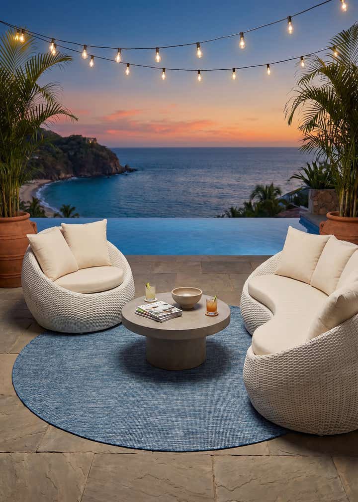 10' x 10' Easy-Clean Solid Indoor / Outdoor Round Rug