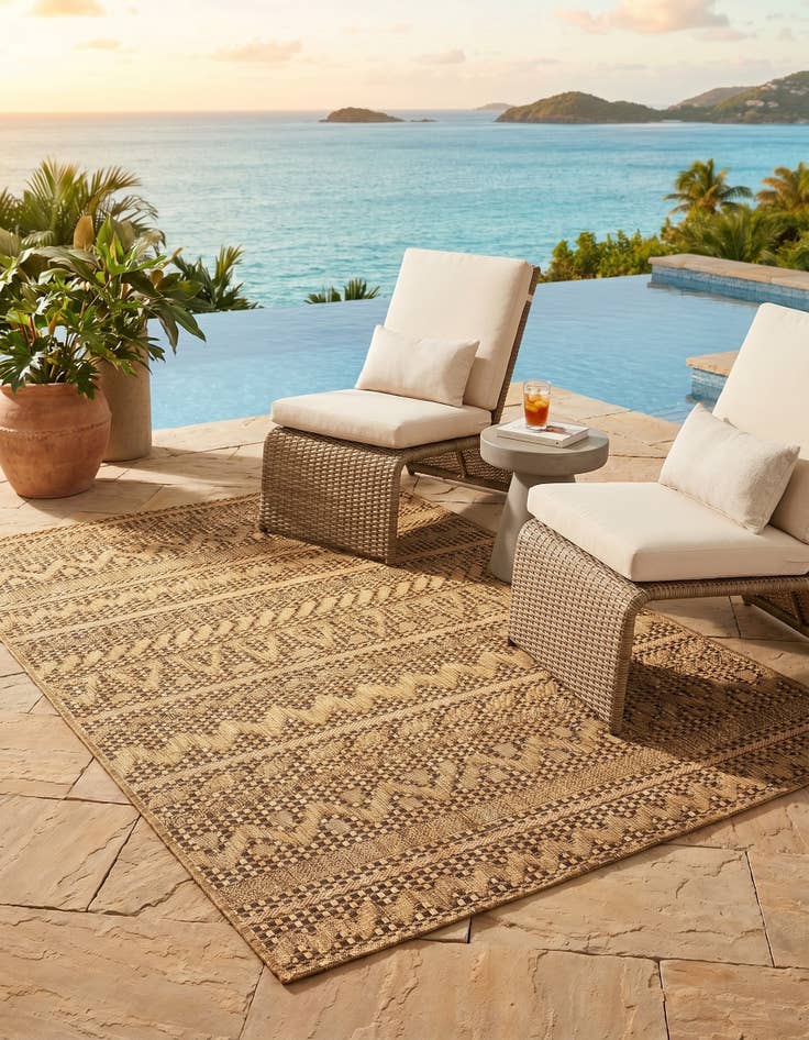 Detail image of 4' x 6' Easy-Clean Modern Indoor / Outdoor Rug