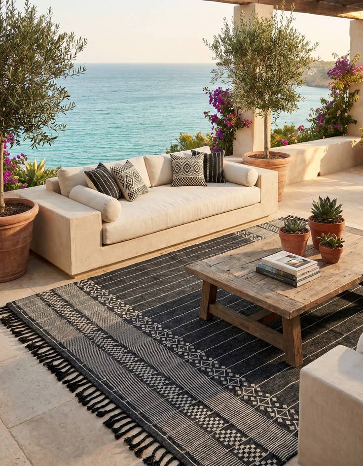 Detail image of 10' x 14' 1 Easy-Clean Eco Bohemian Indoor / Outdoor Rug
