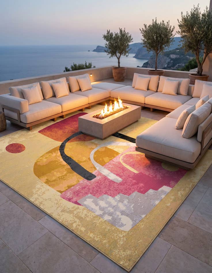 Detail image of 10' x 10' Easy-Clean Modern Indoor / Outdoor Square Rug
