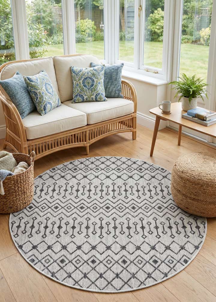 5' 3 x 5' 3 Easy-Clean Lattice Indoor / Outdoor Round Rug