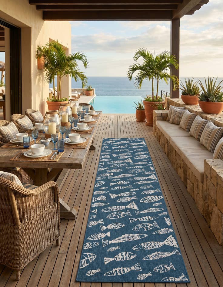 Detail image of 2' 7 x 12' Easy-Clean Coastal Indoor / Outdoor Runner Rug