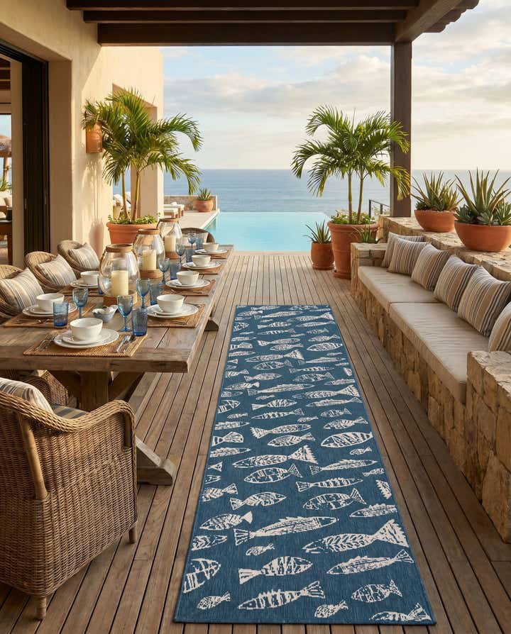2' 7 x 12' Easy-Clean Coastal Indoor / Outdoor Runner Rug