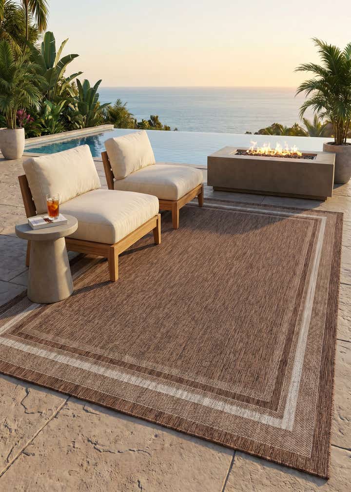 7' x 10' Easy-Clean Border Indoor / Outdoor Rug